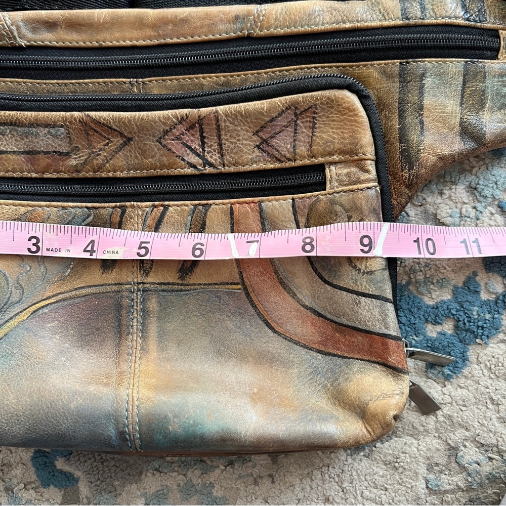 Anushka rare art to wear hand painted Leather Waist Bag - Picture 10 of 11